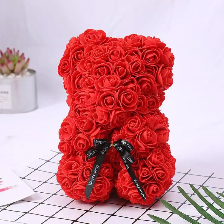 A TEDDY BEAR MADE OF ROSES