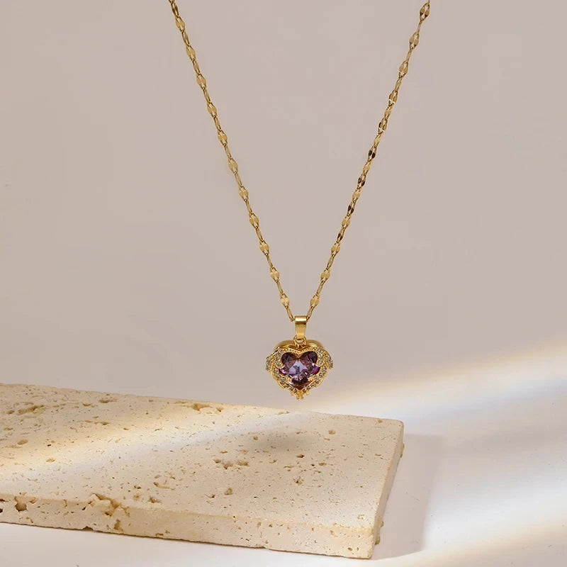 Stainless Steel Chain Love Heart Pendant Necklace Fot Women New Shiny Wedding Jewelry Gifts Fashion Neck Chain for Girls