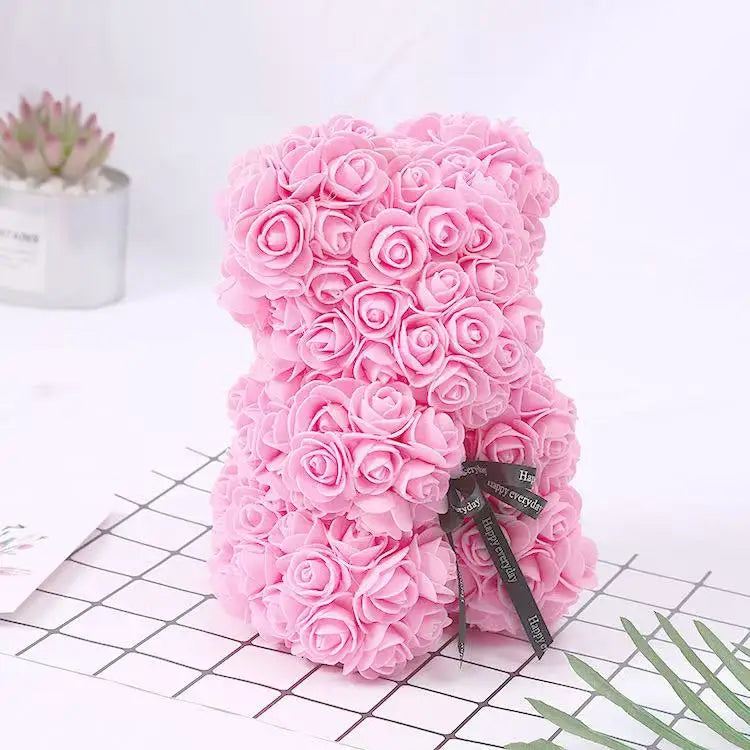 A TEDDY BEAR MADE OF ROSES