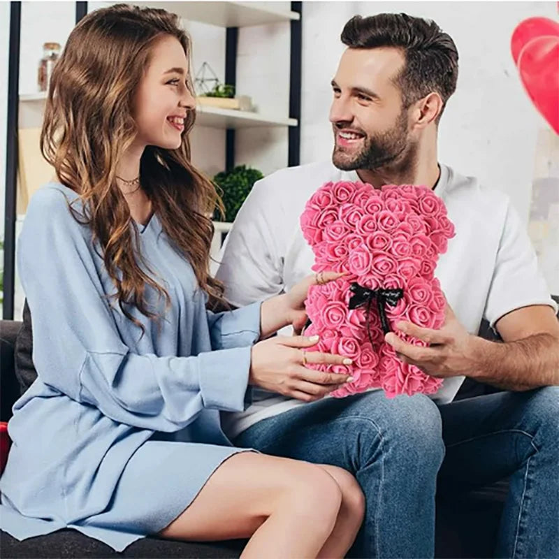 A TEDDY BEAR MADE OF ROSES