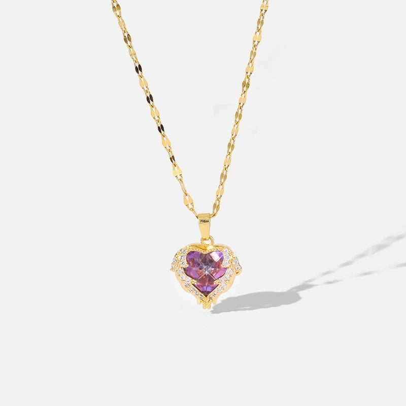 Stainless Steel Chain Love Heart Pendant Necklace Fot Women New Shiny Wedding Jewelry Gifts Fashion Neck Chain for Girls