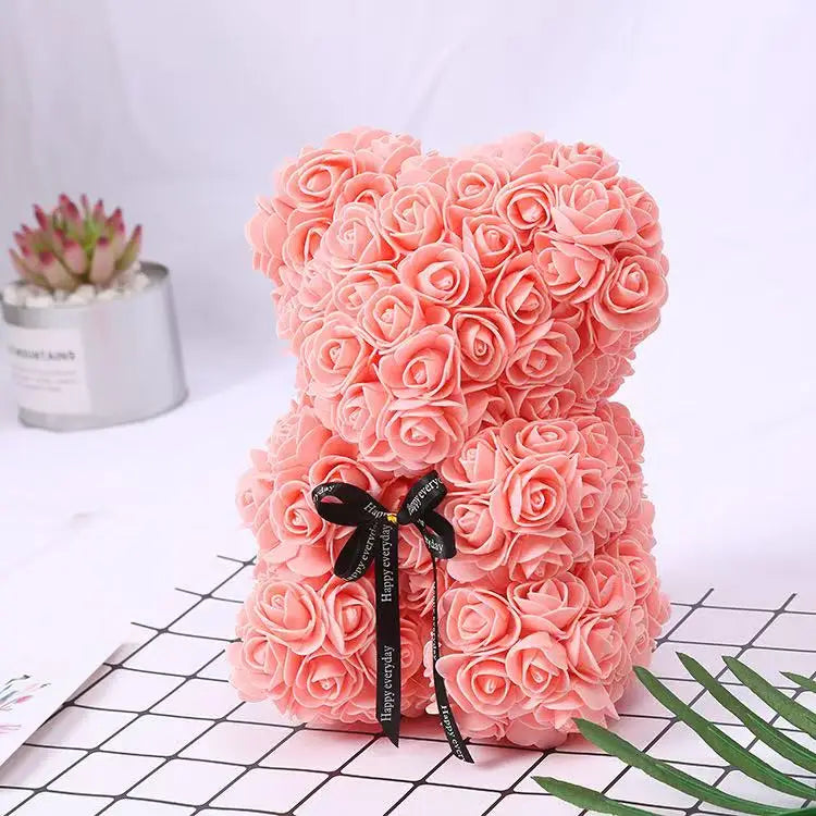 A TEDDY BEAR MADE OF ROSES