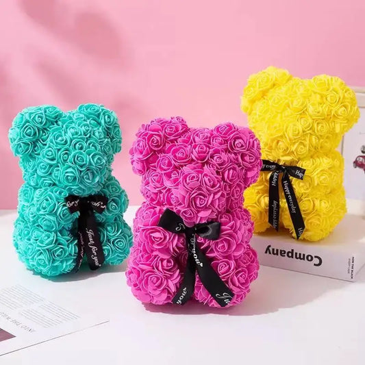 A TEDDY BEAR MADE OF ROSES