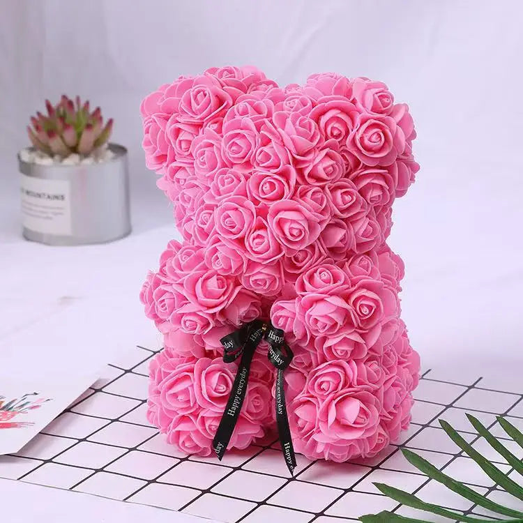 A TEDDY BEAR MADE OF ROSES
