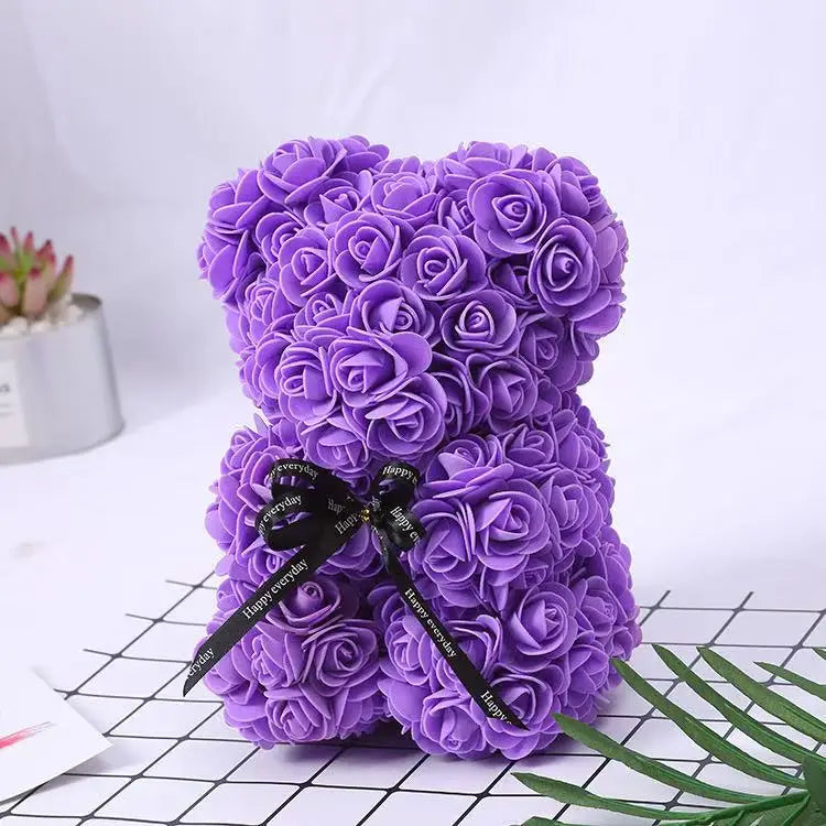 A TEDDY BEAR MADE OF ROSES