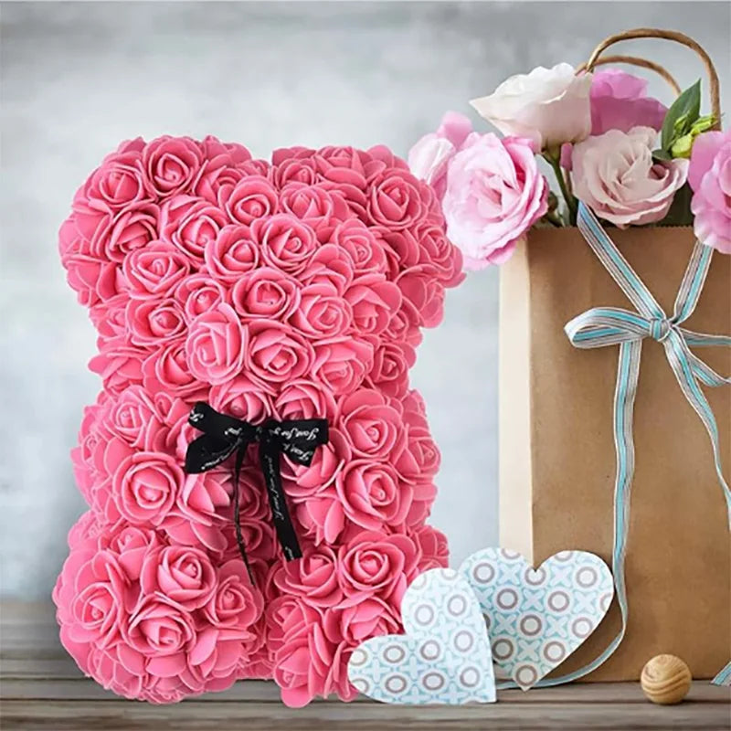 A TEDDY BEAR MADE OF ROSES