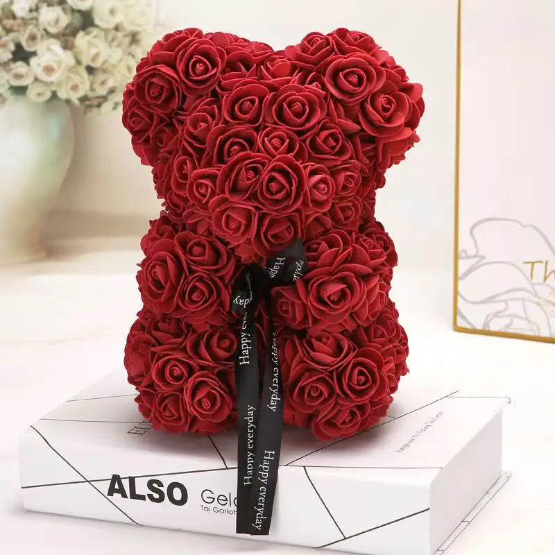 A TEDDY BEAR MADE OF ROSES