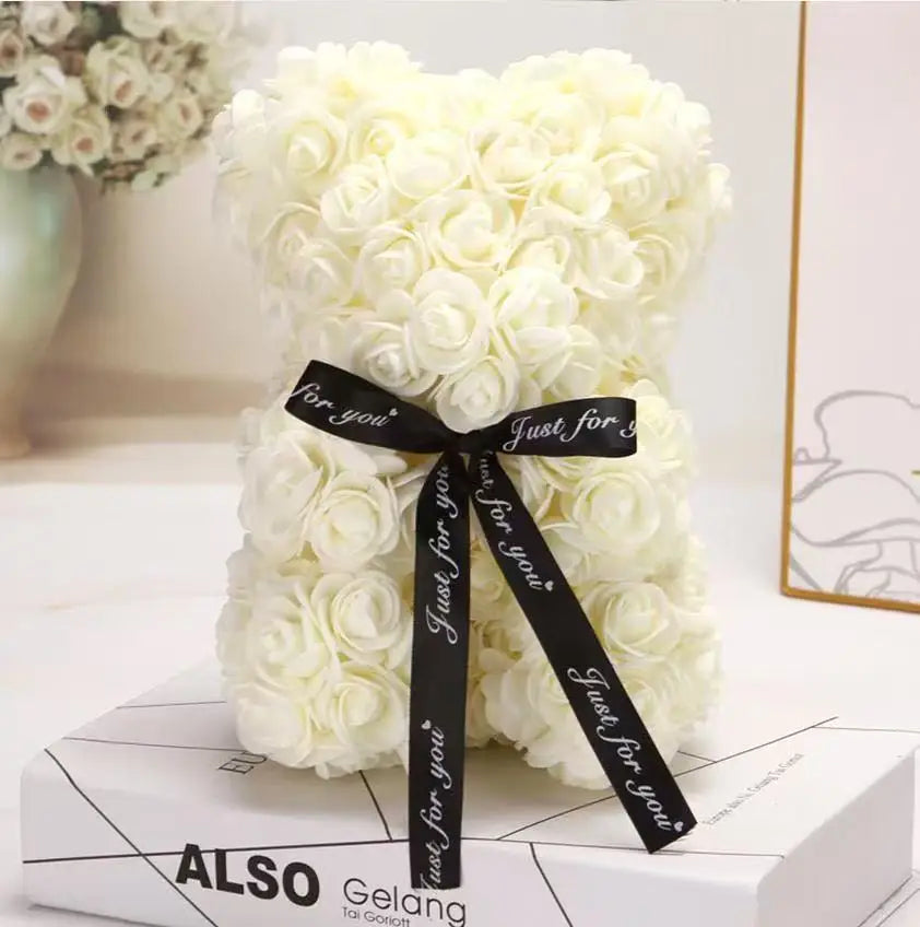 A TEDDY BEAR MADE OF ROSES