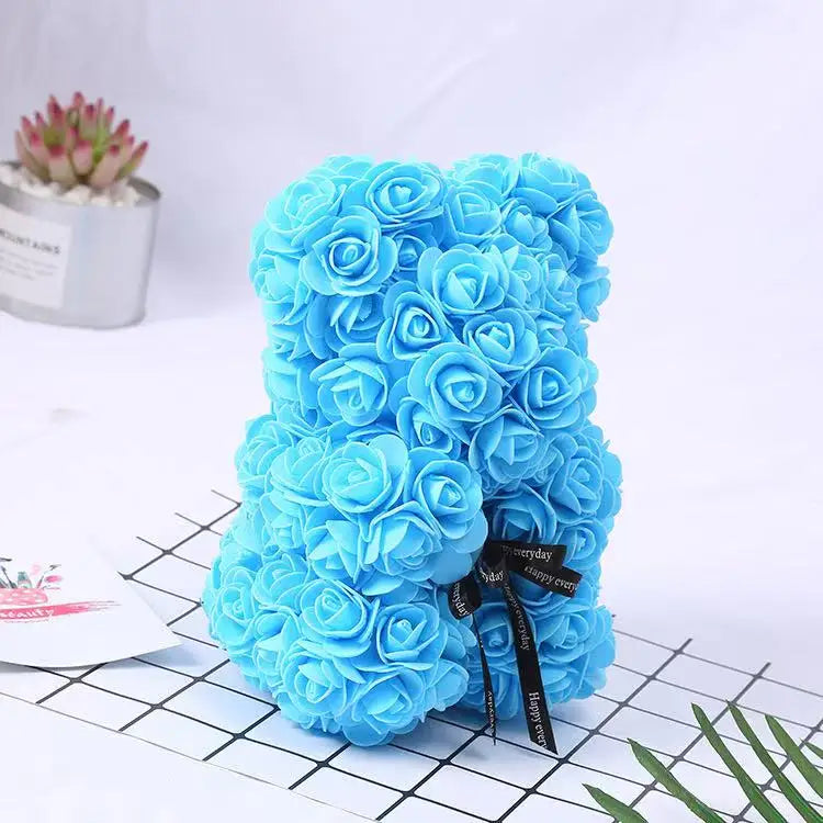 A TEDDY BEAR MADE OF ROSES