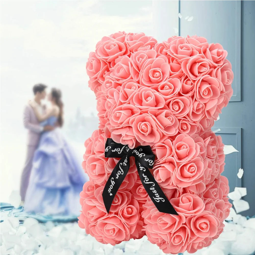 A TEDDY BEAR MADE OF ROSES