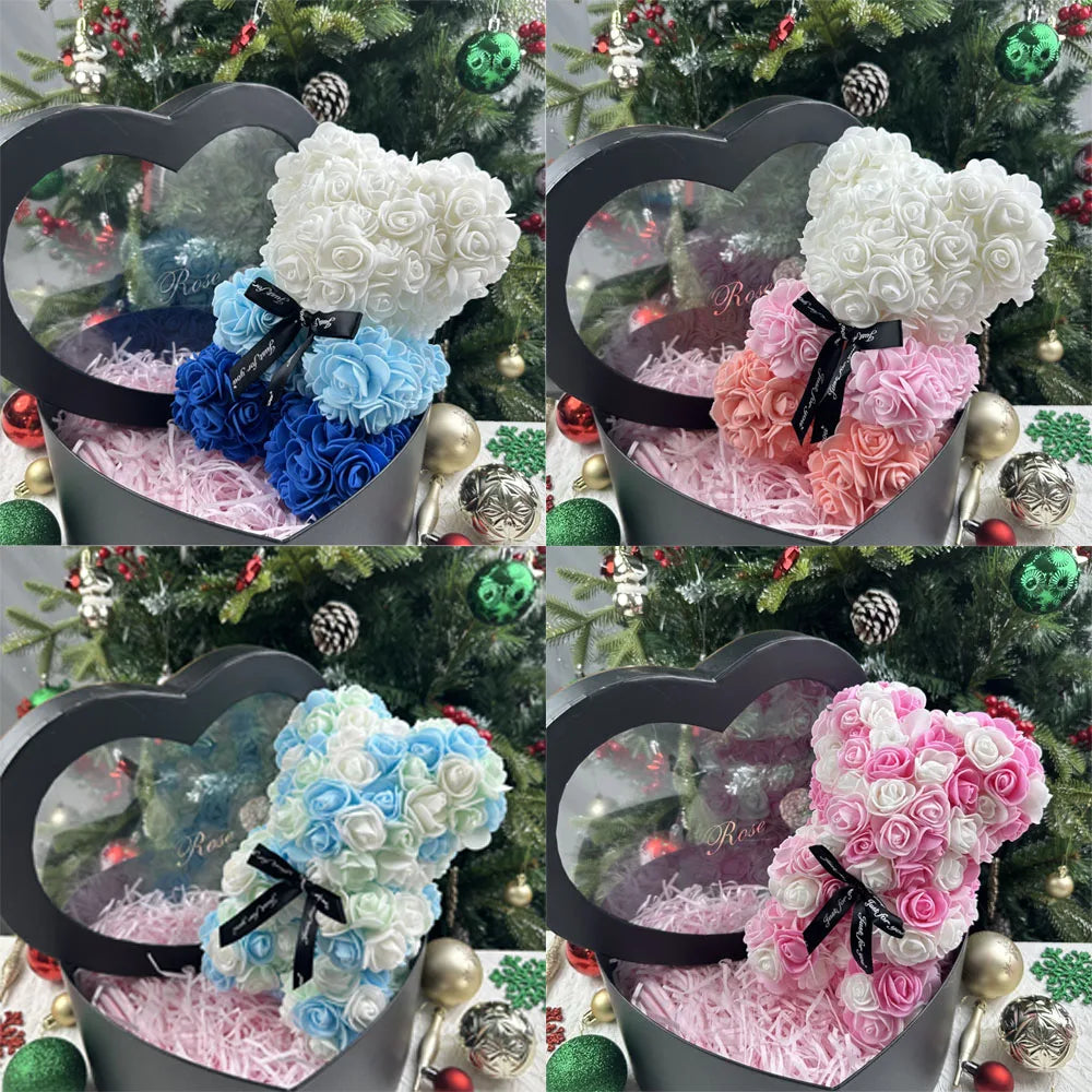 A TEDDY BEAR MADE OF ROSES